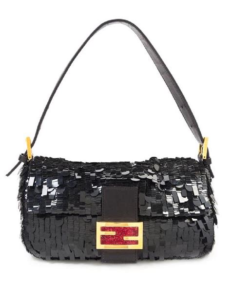 fendi sequin baguette black|fendi monogram baguette bag.